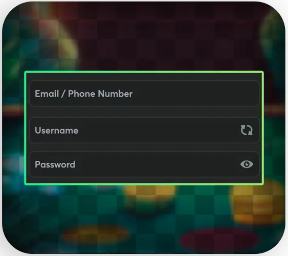 Entering personal information and password