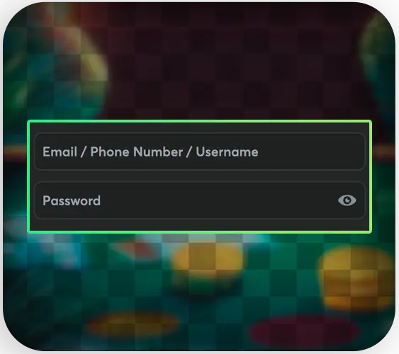 Entering data to log into your account